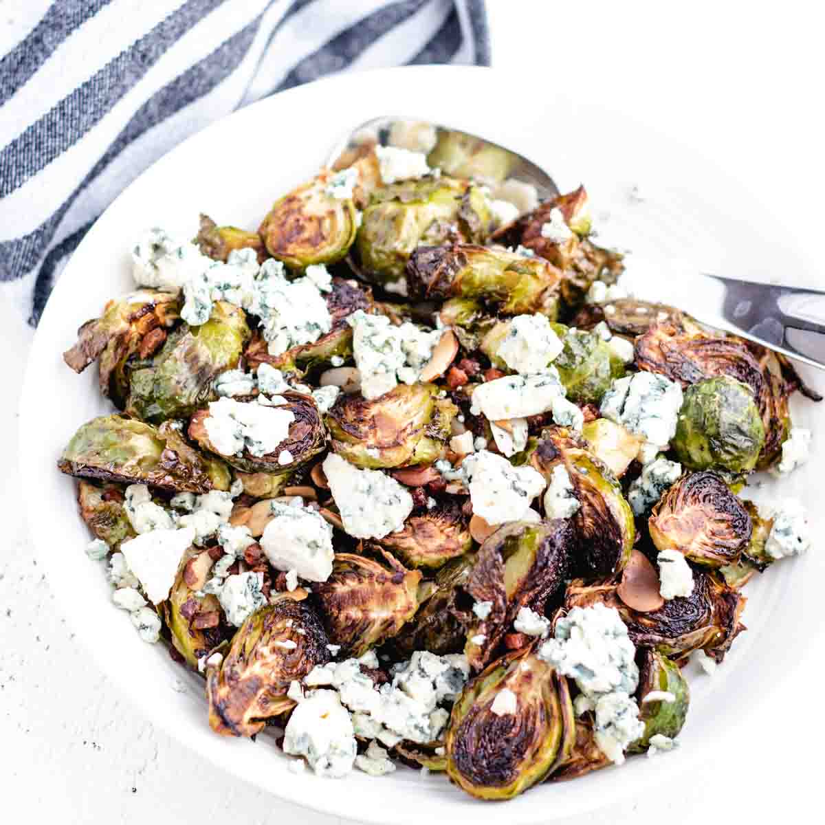 Brussels Sprouts with Bacon and Blue Cheese - Cuts and Crumbles